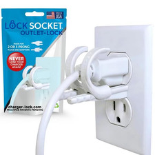 Adjustable Outlet Cover Lock - White Anti-Theft, Child-Safe Plug Lock Secure