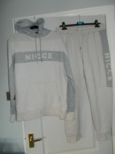 Mens Nicce grey tracksuit hoodie hooded sweatshirt & bottoms joggers size M
