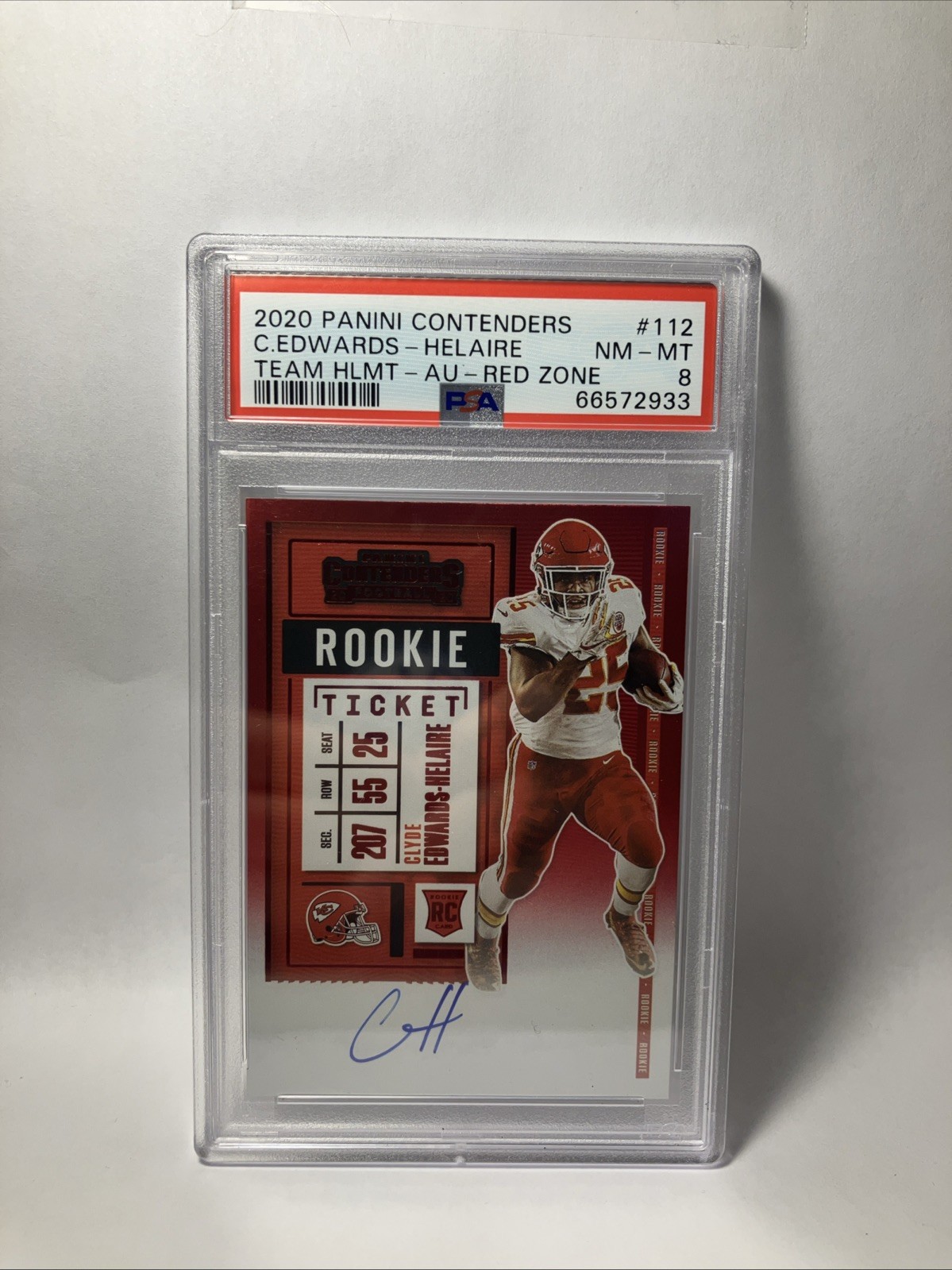 Clyde Edwards-Helaire contenders auto 2020 PSA8