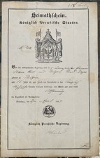 Heimatschein Königlich Preußische Staaten  1864 Merseburg Belgern Torgau Preuße