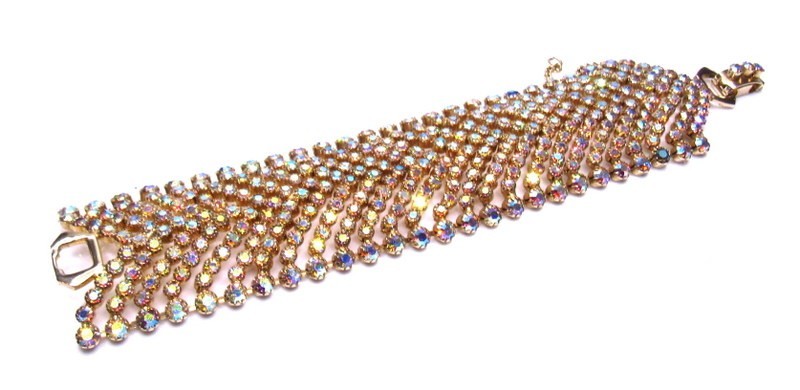 Vintage AB Rhinestone Bracelet Wide