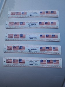Lot Of 5 Vintage Zenith All American Patriotic Metal Advertising Rulers. 