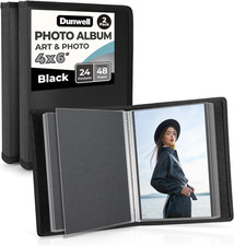 4x6 Photo Album 2-Pack, Black , Mounting Paper, Small 4 x 6 Art Portfolio Prese