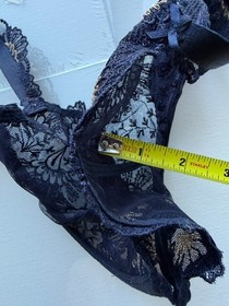 Aubade Lace Underwire Bra Navy Blue Embroidered Sheer Demi Balconette Womens