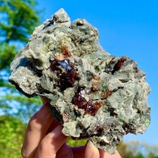 1.53LB Natural Garnet And Sphalerite Symbiotic Mineral Specimen Reiki Healing