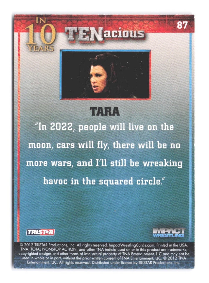 2012 TriStar Impact TNA TENacious Tara 87 Victoria WWE WWF - Image 2 of 2
