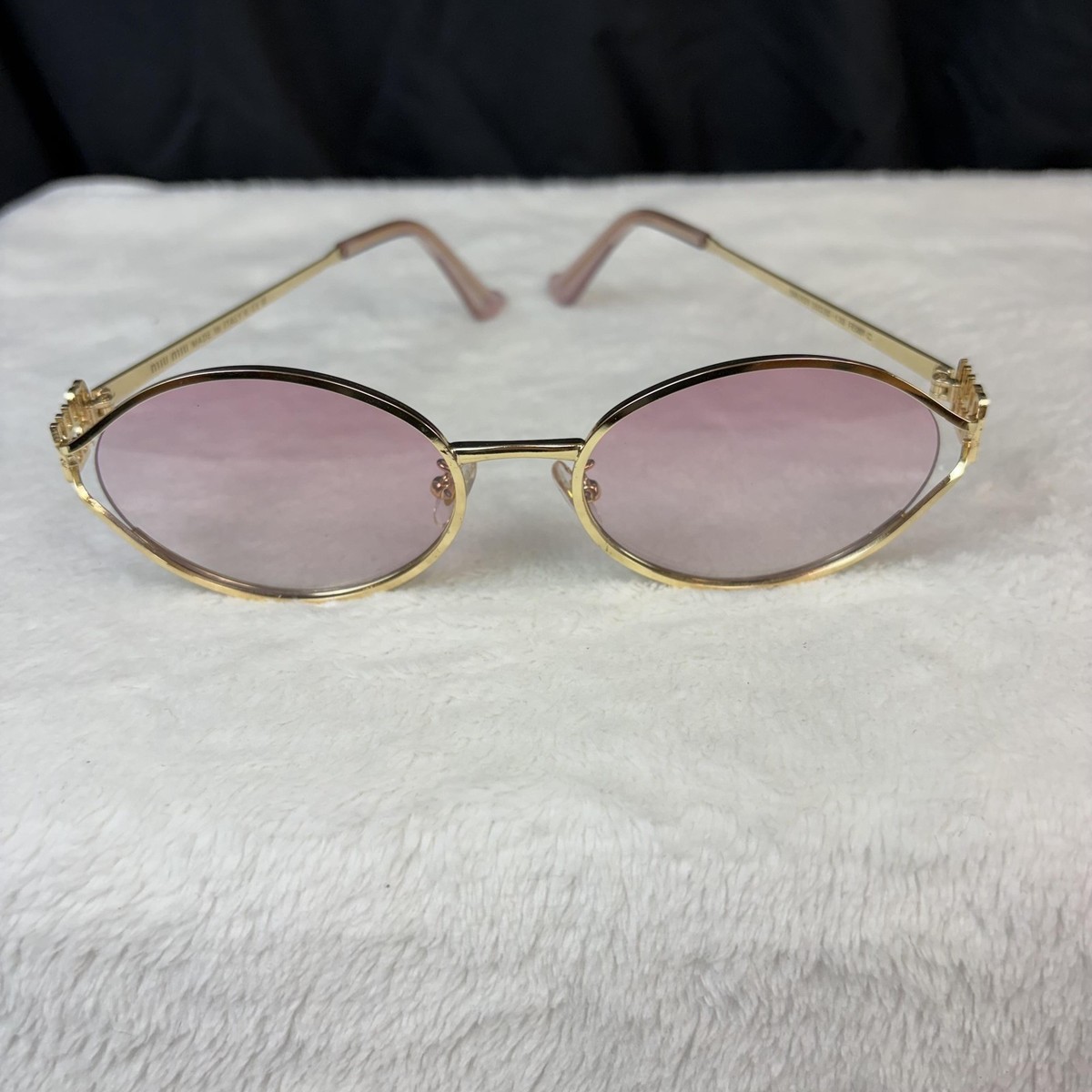 Miu Miu Sunglasses Womens Gold Oval Pink Tinted Metal Frame  display picture 3
