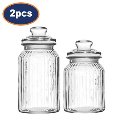 2 Stück Klarglas 990/1300ml Vorratsgläser Tee Reis Kaffee Zucker Pasta Behälter