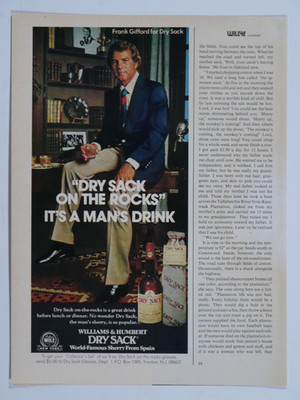 1976 Williams & Humbert Dry Sack On The Rocks Vintage Original 1/2 Page Print Ad