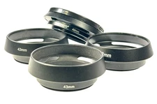 Unbranded 43mm Screw-In Metal Lens Hood Shades Lot of 4 Hoods