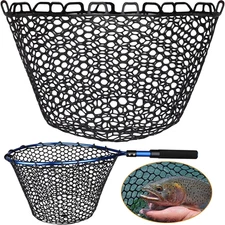 Clear Black Rubber Fishing Net Replacement Netting, Foldable, 5 Sizes