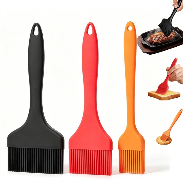 KüChe Backpinsel Silikon Set HitzebestäNdig Grillen Backen Braten 3Er 21Cm-image