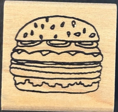Hippo Heart Deluxe Loaded Cheeseburger Rubber Stamp