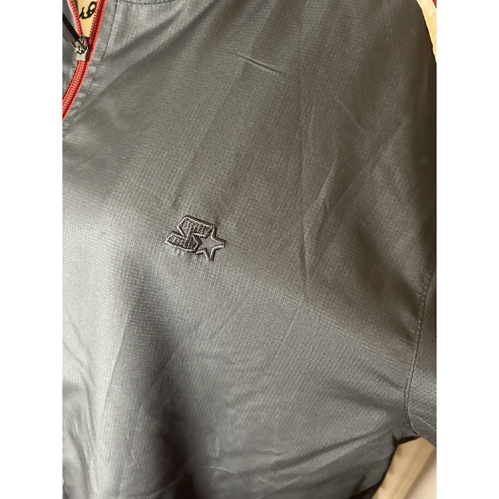 Starter Jacket Gray Full Zip Lightweight Red Stri… - image 10