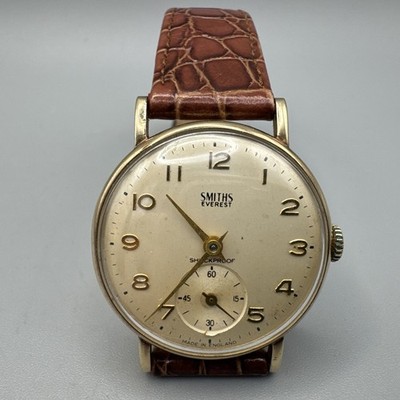 HALLMARKED 9ct SOLID GOLD 1960's SMITHS EVEREST WRIST WATCH 15 jewels shockproof