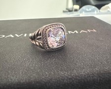 David/Yurman 925 Sterling Silver 14mm Albion Pave Diamond White Topaz Ring Sz 7