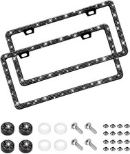 Bling License Plate Frame For Women 2 Pack Sparkly Rhinestone License Plate Hol