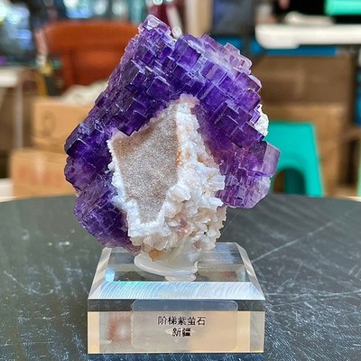 277G High quality stepped purple fluorite specimen gift