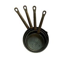 Vintage Copper & Brass Measuring Cups 1/4, 1/2, 3/4, 1 Cup Set Brass Handles
