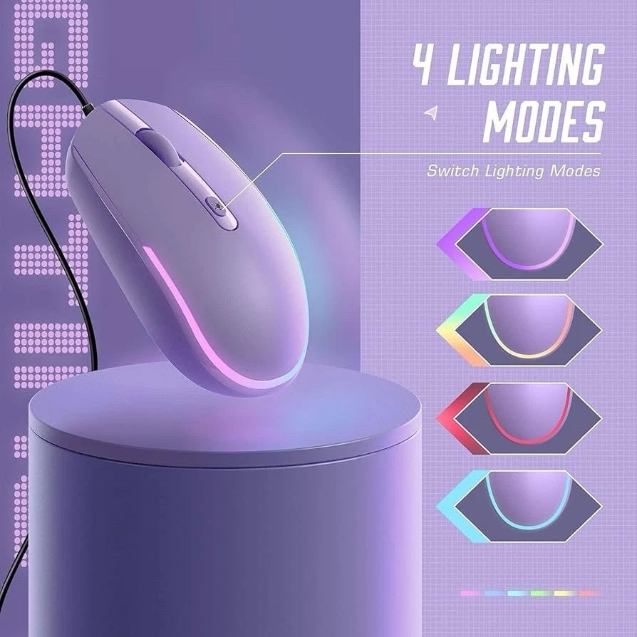 Seenda Wired Mouse, LED RGB Backlit Mouse with 1.5m USB Cable, 1600 DPI - Image 2 of 4