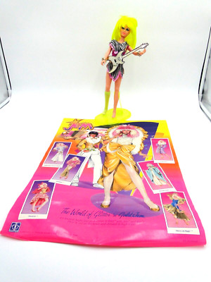 Vtg 1985 Pizzazz Hasbro Jem &the Holograms Misfits Neon Doll Guitar Stand Poster