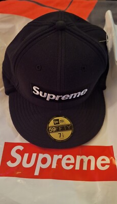 Supreme Polartec Earflap Box Logo New Era Hat Cap Size 7 1/2 Black