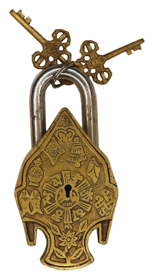 Buddha Shape Vintage Finish Padlock Handmade Brass Safety Door Lock