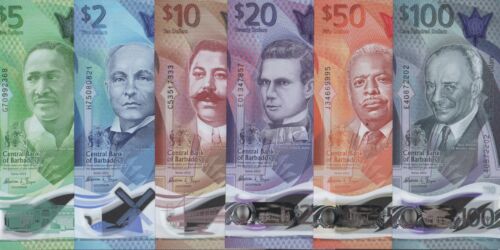 Barbados $2 to $100 Series 2022 Complete 6 Notes Set Uncirculated Banknote