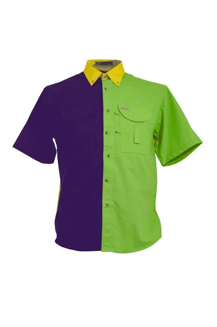 Mardi Gras Men's Fishing Shirt Short Sleeves