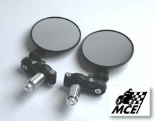 Triumph Norton BSA Royal enfield 7/8" Black Bar End Mirrors - Round (Pair)