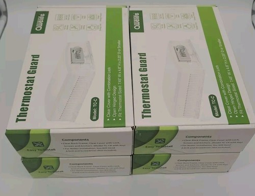 4PK Thermostat Guard, Clear Cover with Combination Lock and Spare Key