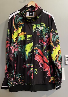 NIKE Jacket Banned Lack All Over Print Palm Floral Long Sleeve Mens XXL