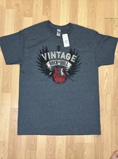 NWT Gilden Men’s Heavy Cotton ‘Vintage Rock & Roll’ T-shirt Size Large