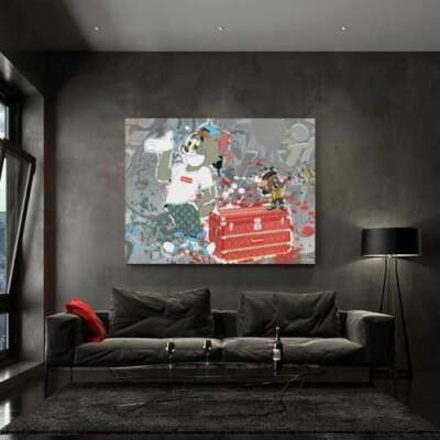 Pop Art | Street Art | Wandbild | Leinwand Kunstdruck | Deko XXL | Katz und Maus