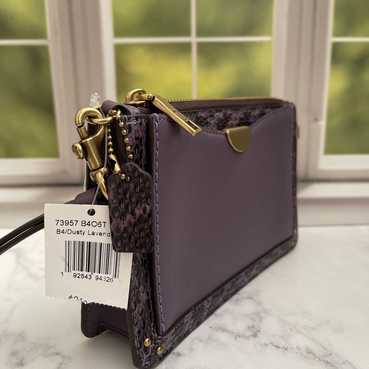 COACH DREAMER WRISTLET Snakeskin Detail Leather Dusty Lavender NWT