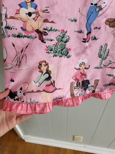 Vintage Nick&Nora Pink Nightgown with Western Horse Print Big Girls Size: Large - Picture 5 of 9