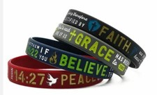 Inspiration Rubber Wristbands Christian Color Bracelets - 4 Scripture Styles