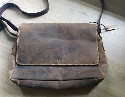 Greenburry Vintage Messenger Aktentasche Schultertasche echt Leder (brown) NEU! 