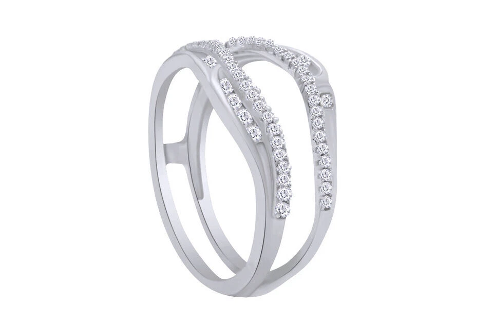 Anillo protector anillo de aniversario de boda realzador de diamantes naturales de 1/3 quilate oro de 14 quilates Foto 4 de 4