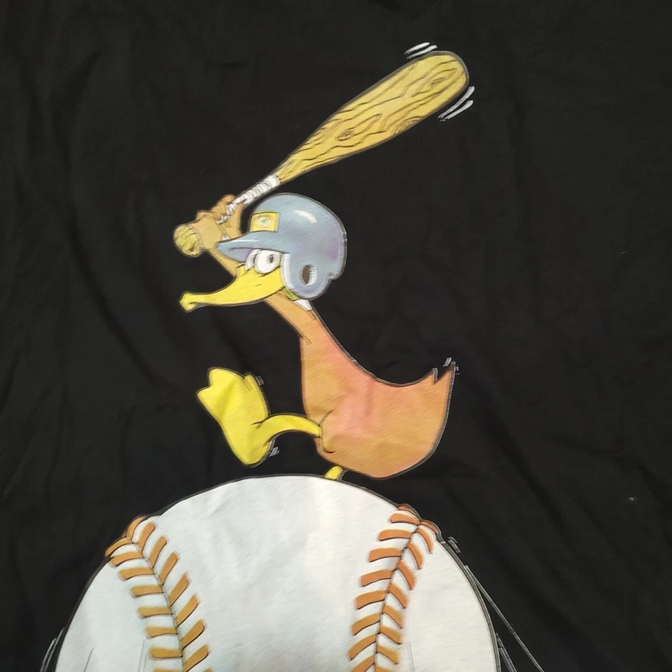1993 Duck Head Duck Baseball Shirt Mens XL Black Two Sided Print T Shirt  - Image 3 of 4