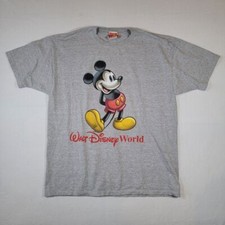 VTG Mickey Mouse Walt Disney World T-Shirt Sz L Large Gray Graphic Made in USA