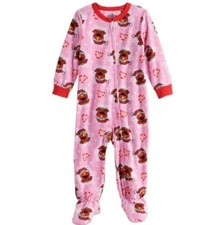 ELMO Pajamas NEW Girl's size 5T Pink FOOTED Pajamas Zip Fleece Footie Pjs NWT