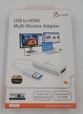 USB to HDMI Multi-Monitor Adapter- J5 Create HD 1080p, New -Open Box
