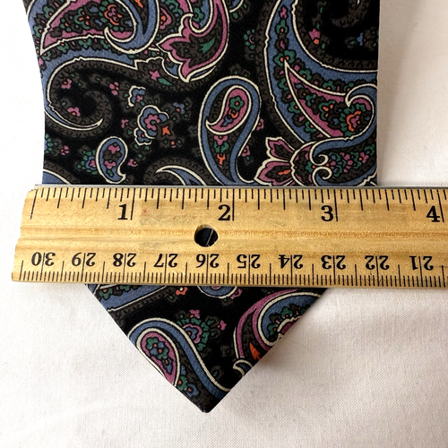 Vintage Bachrach Men's 100% Silk Necktie Made in Italy Black With Vivid Paisley - Picture 3 of 9