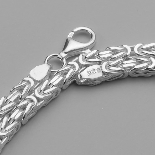 4mm 24'' 1.8oz | 925 Sterling Silver BYZANTINE NECKLACE | Solid Square Chain - Picture 4 of 11
