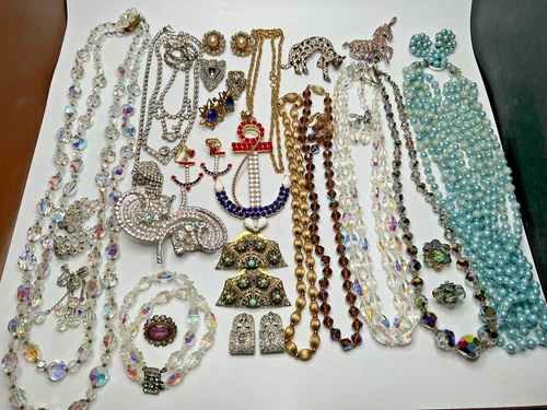 Lot 2.  1940's- 1950's Estate Rhinestone Costume Jewelry Lot of Assorted Pieces