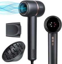 HRYC FTC10 Fast Drying High Speed Blow Dryer + Magnetic Nozzle & Diffuser Gray