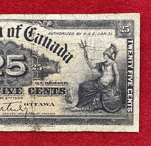 1900 **THE DOMINION OF CANADA** 25 CENT {FRACTIONAL CURRENCY} BANKNOTE+VIGNETTE! - Picture 9 of 14