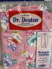 NOS Vintage Dr Denton Girls Blanket Sleeper Princess Bear One Piece Pajamas 1T