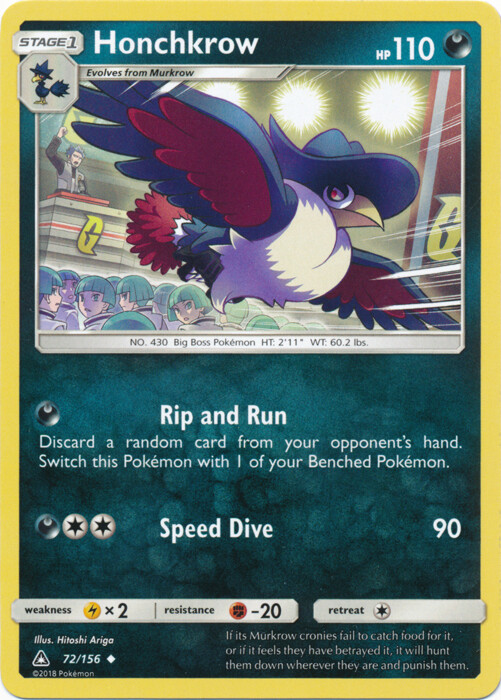 4x Honchkrow - 72/156 - Uncommon Ultra Prism Pokemon Near Mint
